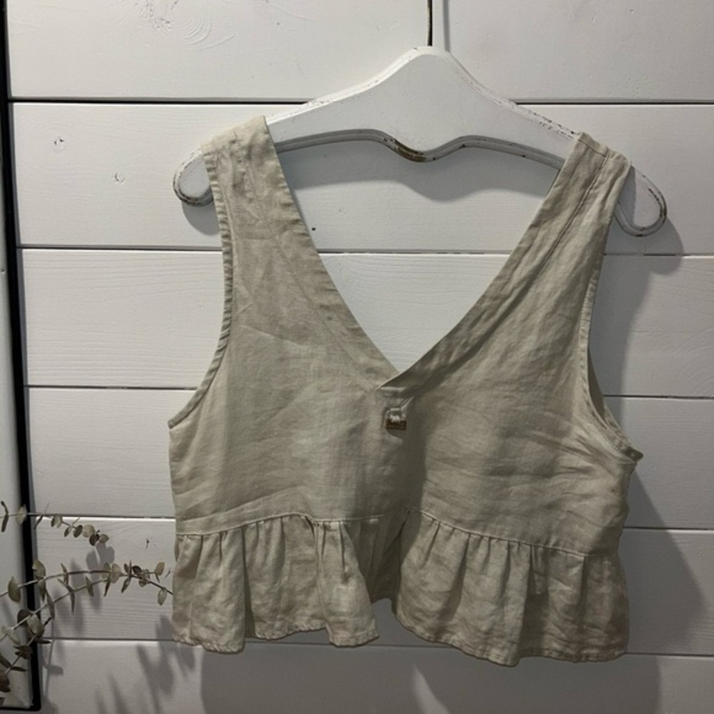 ZINGARA BEACH CLOTHES beige linen  crop top size M